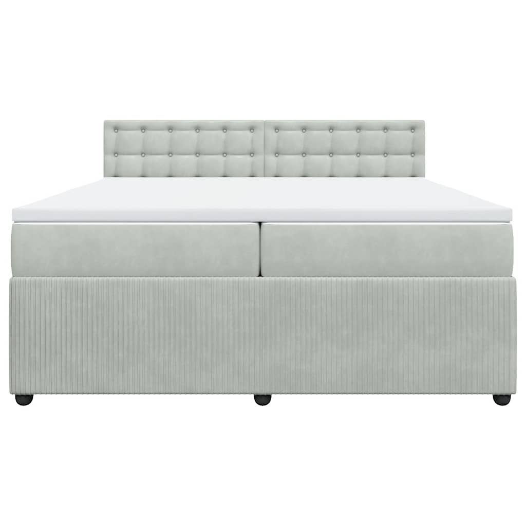 Sommier à lattes de lit et matelas Gris clair 200x200cm Velours