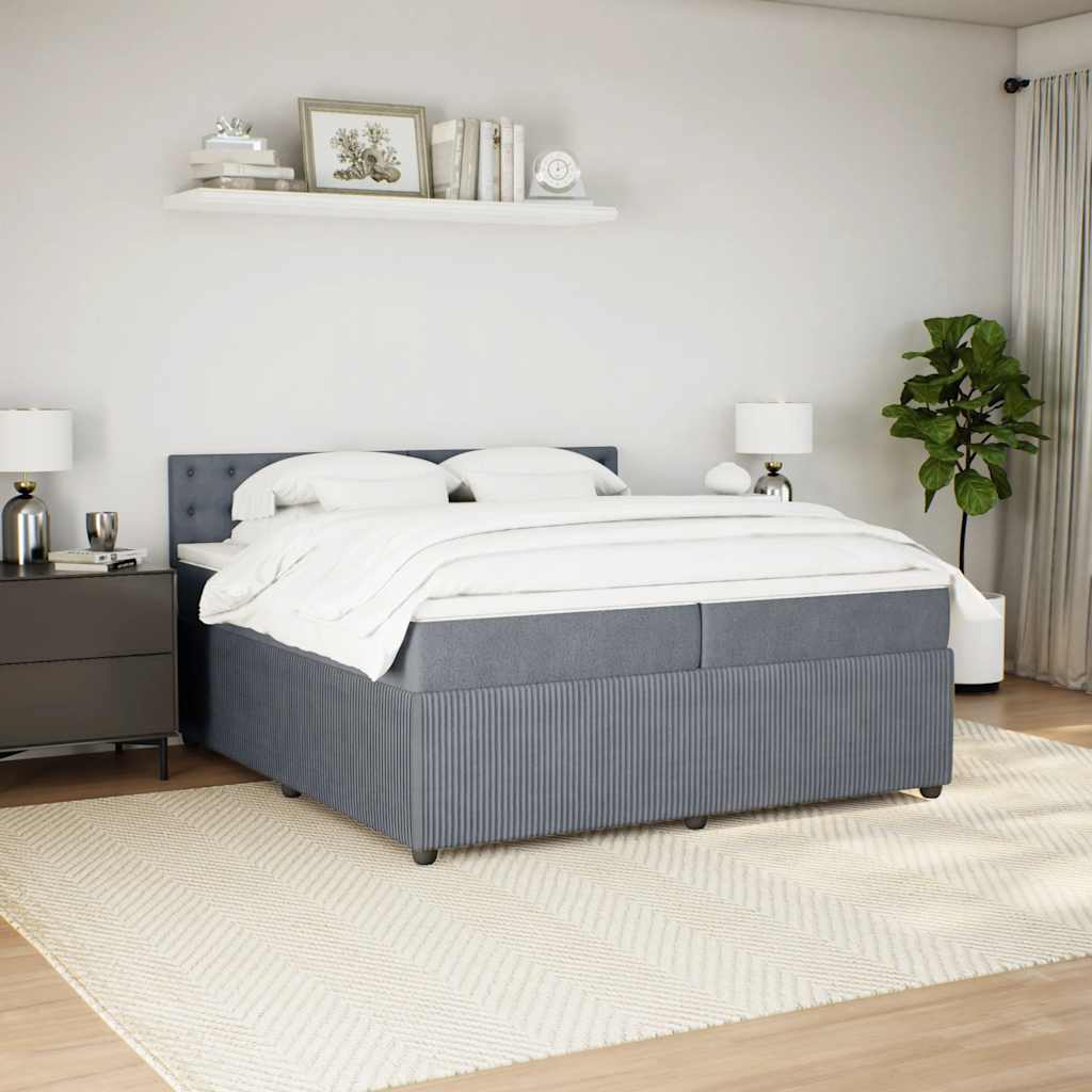Sommier à lattes de lit et matelas Gris foncé 200x200cm Velours - XIOS