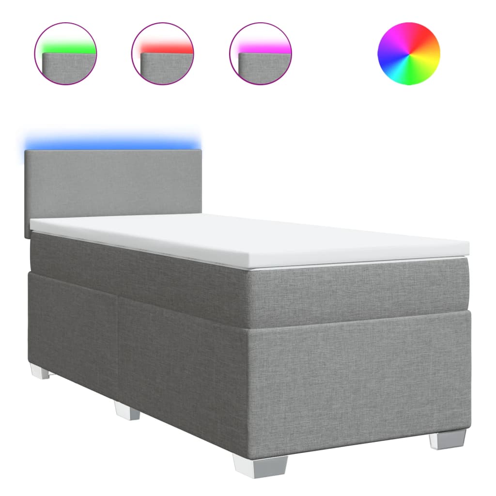 Sommier à lattes de lit avec matelas gris clair 80x200 cm tissu - XIOS