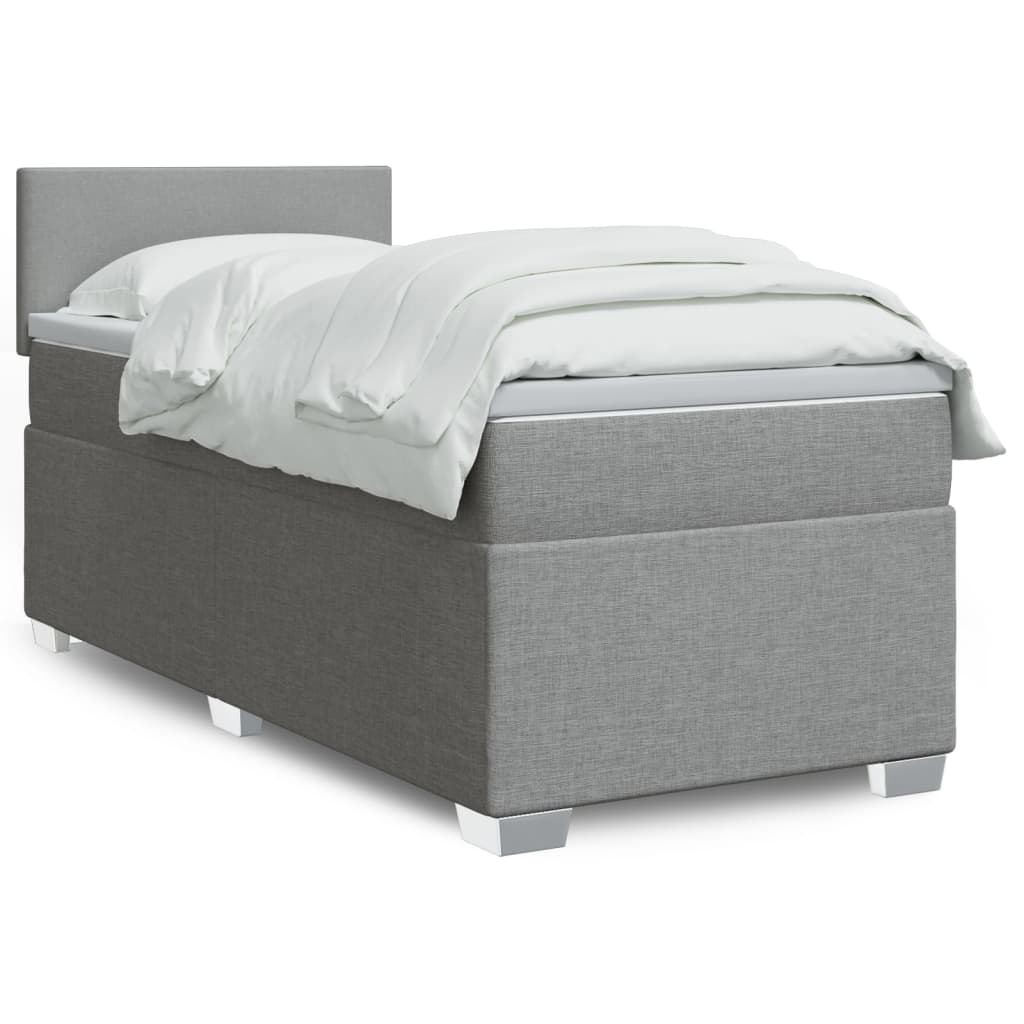 Sommier à lattes de lit avec matelas gris clair 80x200 cm tissu - XIOS