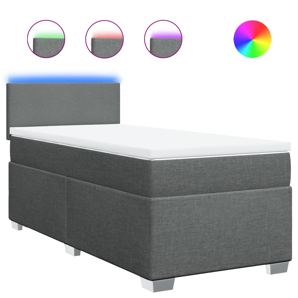 Sommier à lattes de lit avec matelas Gris foncé 80x200 cm Tissu - XIOS