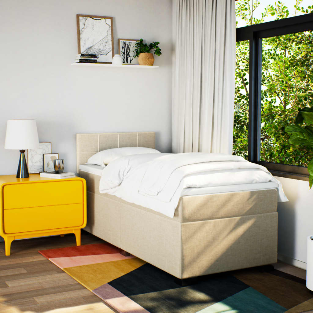 Sommier à lattes de lit avec matelas Crème 80x200 cm Tissu - XIOS