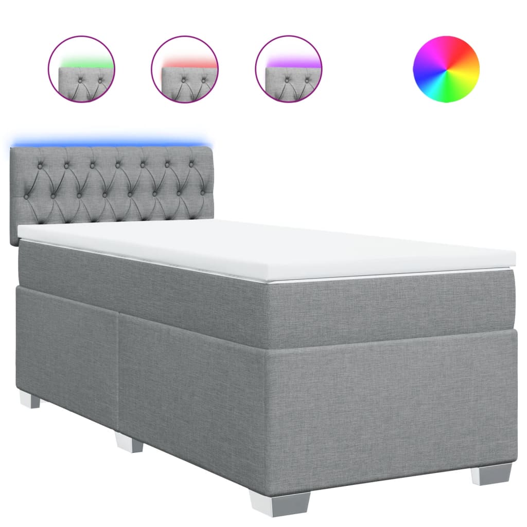 Sommier à lattes de lit avec matelas gris clair 80x200 cm tissu - XIOS