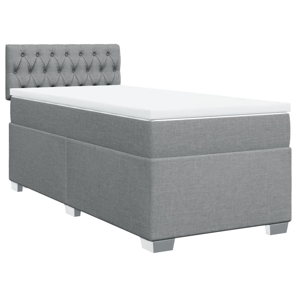 Sommier à lattes de lit avec matelas gris clair 80x200 cm tissu - XIOS
