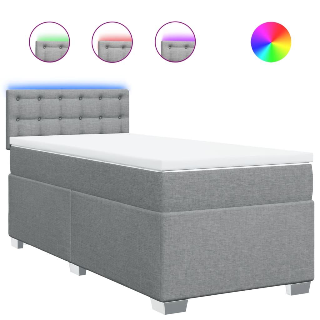 Sommier à lattes de lit avec matelas gris clair 80x200 cm tissu - XIOS