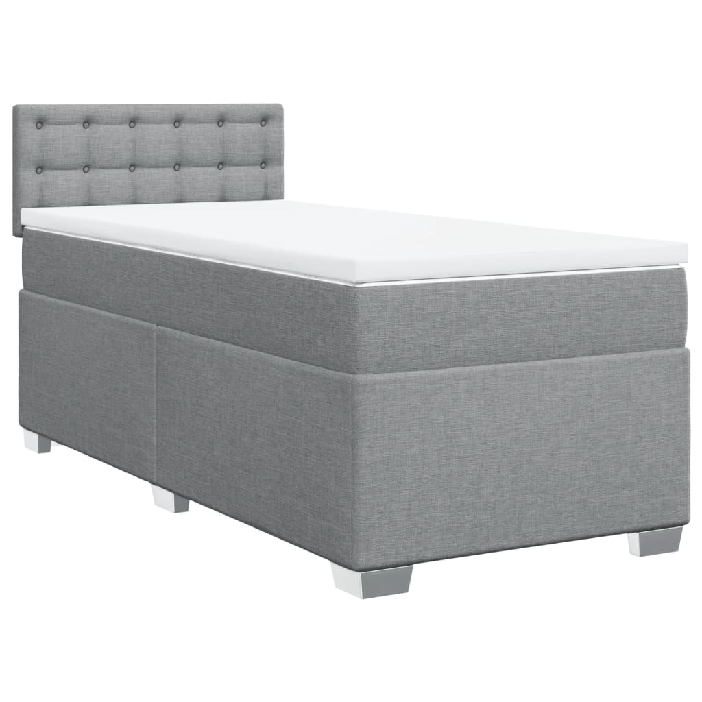 Sommier à lattes de lit avec matelas gris clair 80x200 cm tissu - XIOS