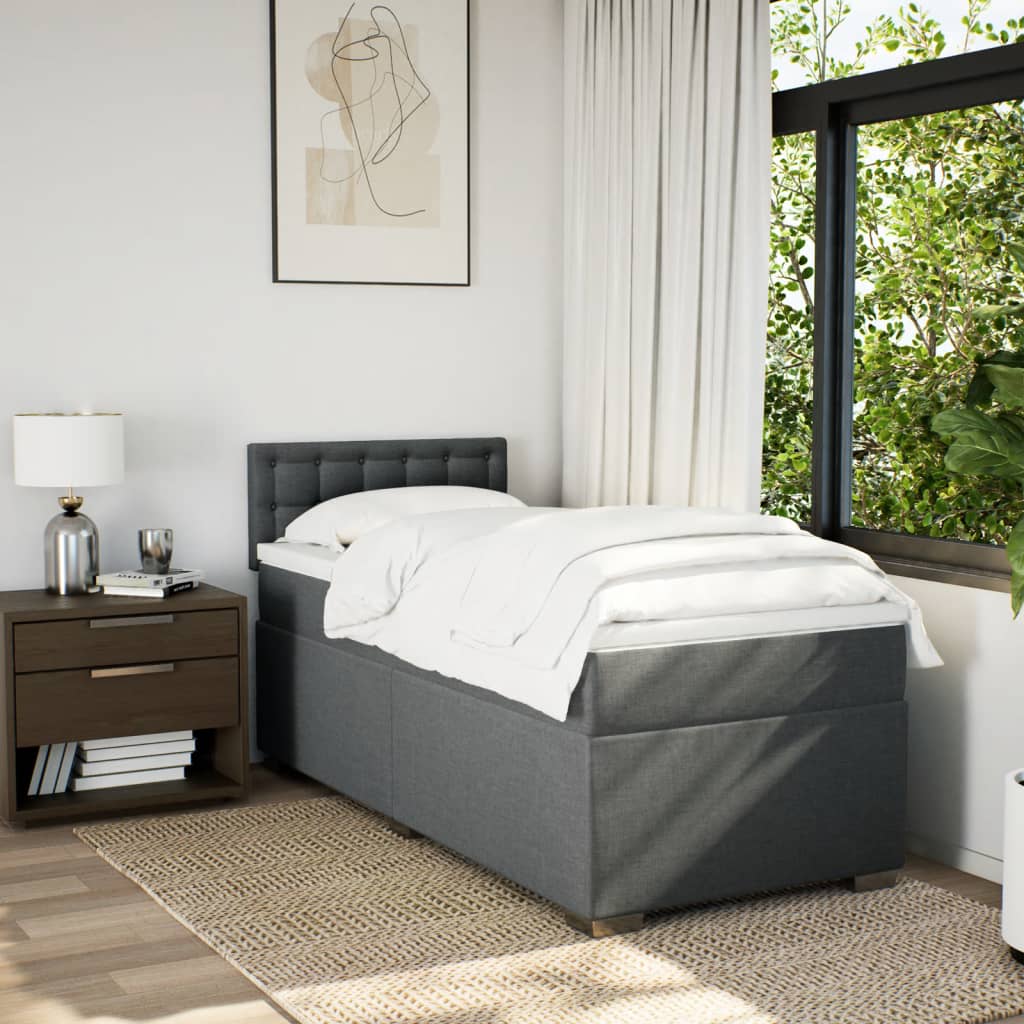 Sommier à lattes de lit avec matelas Gris foncé 80x200 cm Tissu - XIOS