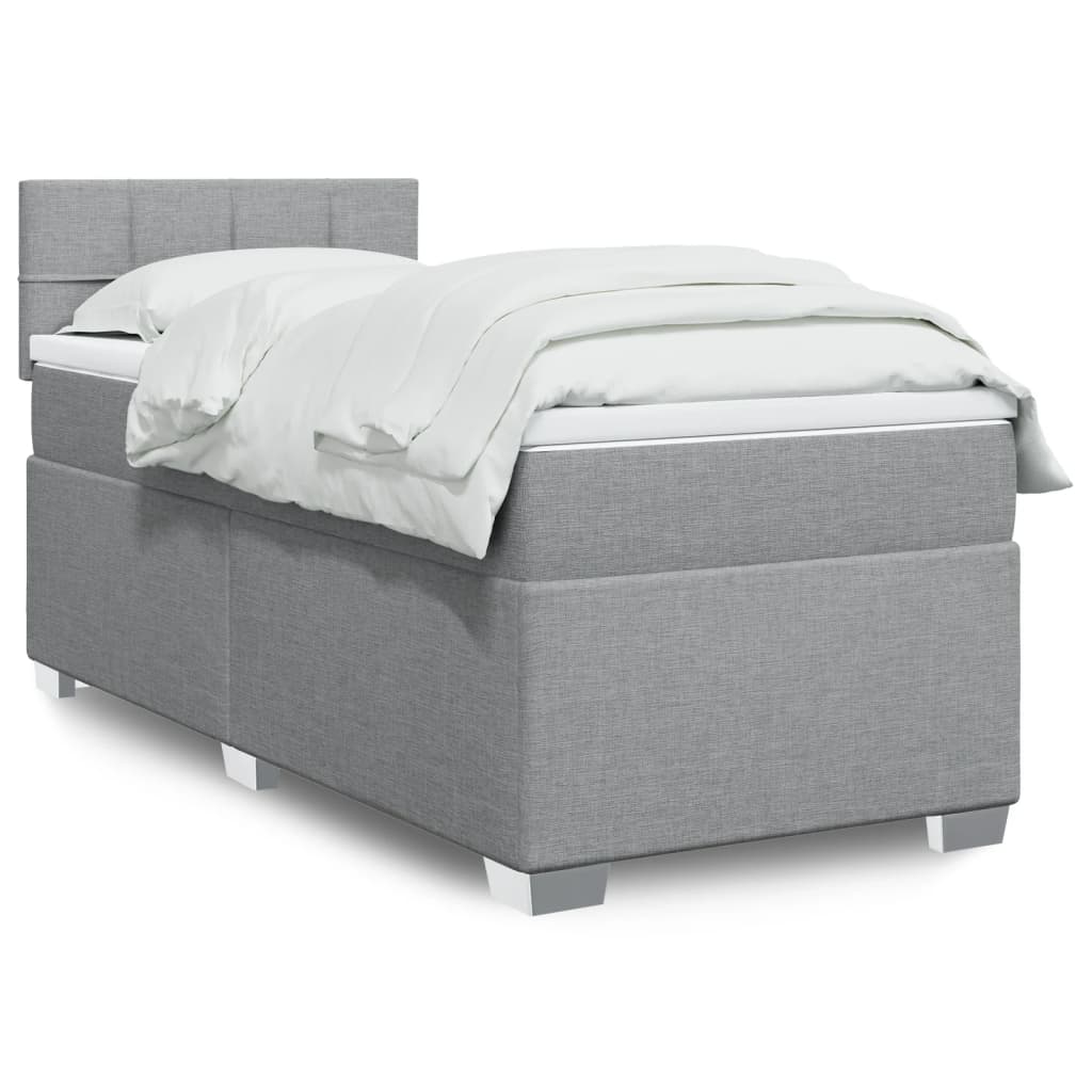 Sommier à lattes de lit et matelas Gris clair 90x190 cm Tissu - XIOS