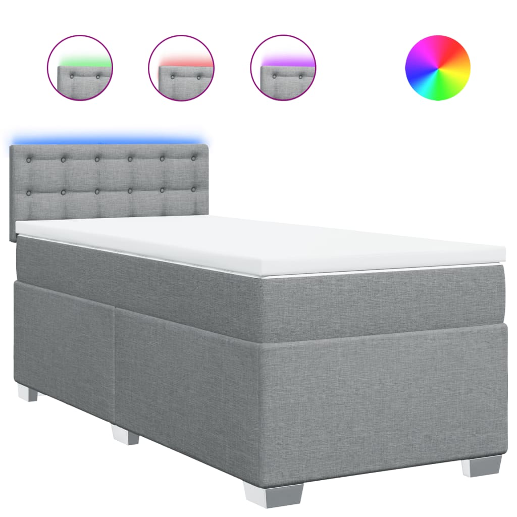 Sommier à lattes de lit et matelas Gris clair 90x190 cm Tissu - XIOS
