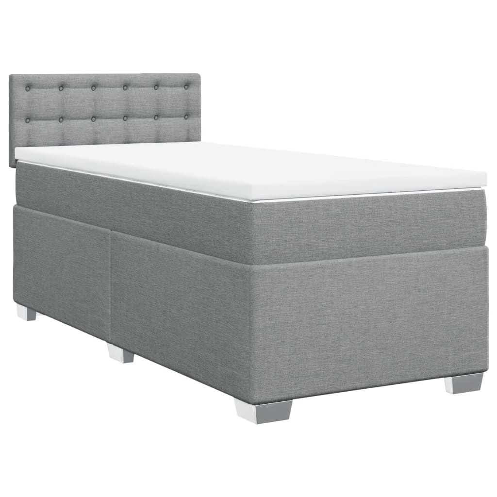 Sommier à lattes de lit et matelas Gris clair 90x190 cm Tissu - XIOS