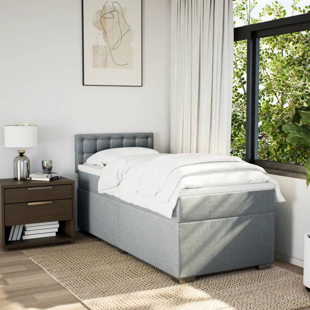 Sommier à lattes de lit et matelas Gris clair 90x190 cm Tissu - XIOS