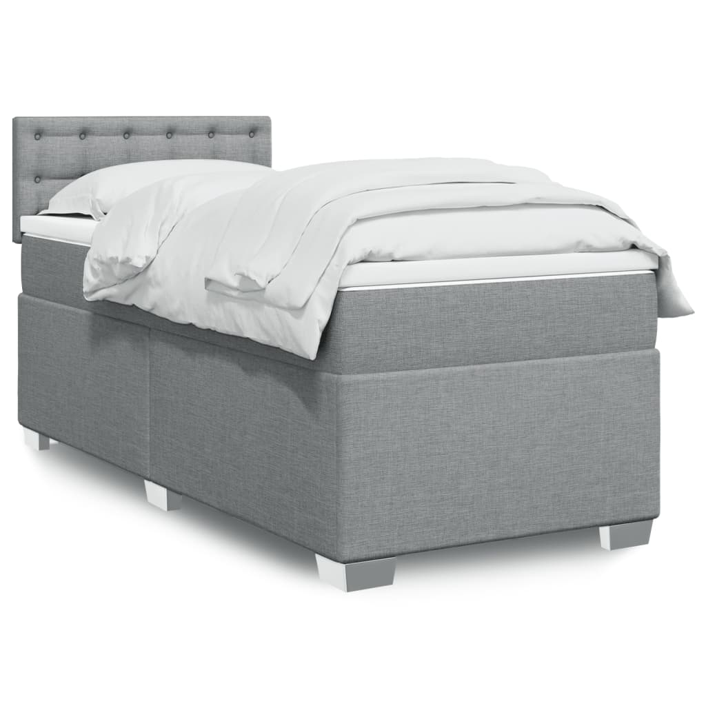 Sommier à lattes de lit et matelas Gris clair 90x190 cm Tissu - XIOS