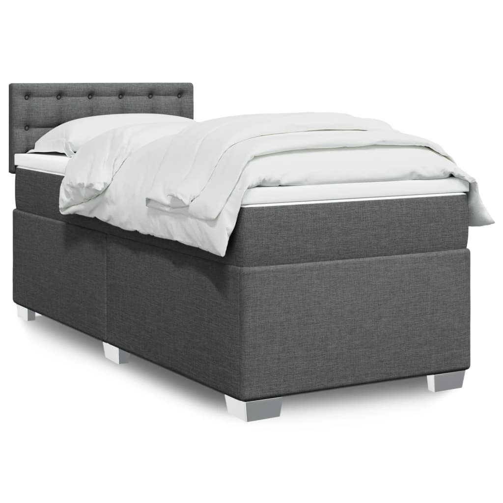 Sommier à lattes de lit et matelas Gris foncé 90x190 cm Tissu - XIOS