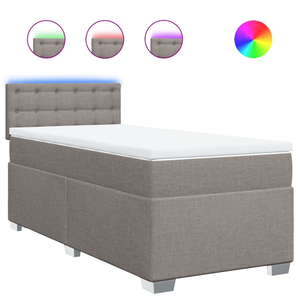Sommier à lattes de lit avec matelas Taupe 90x190 cm Tissu - XIOS