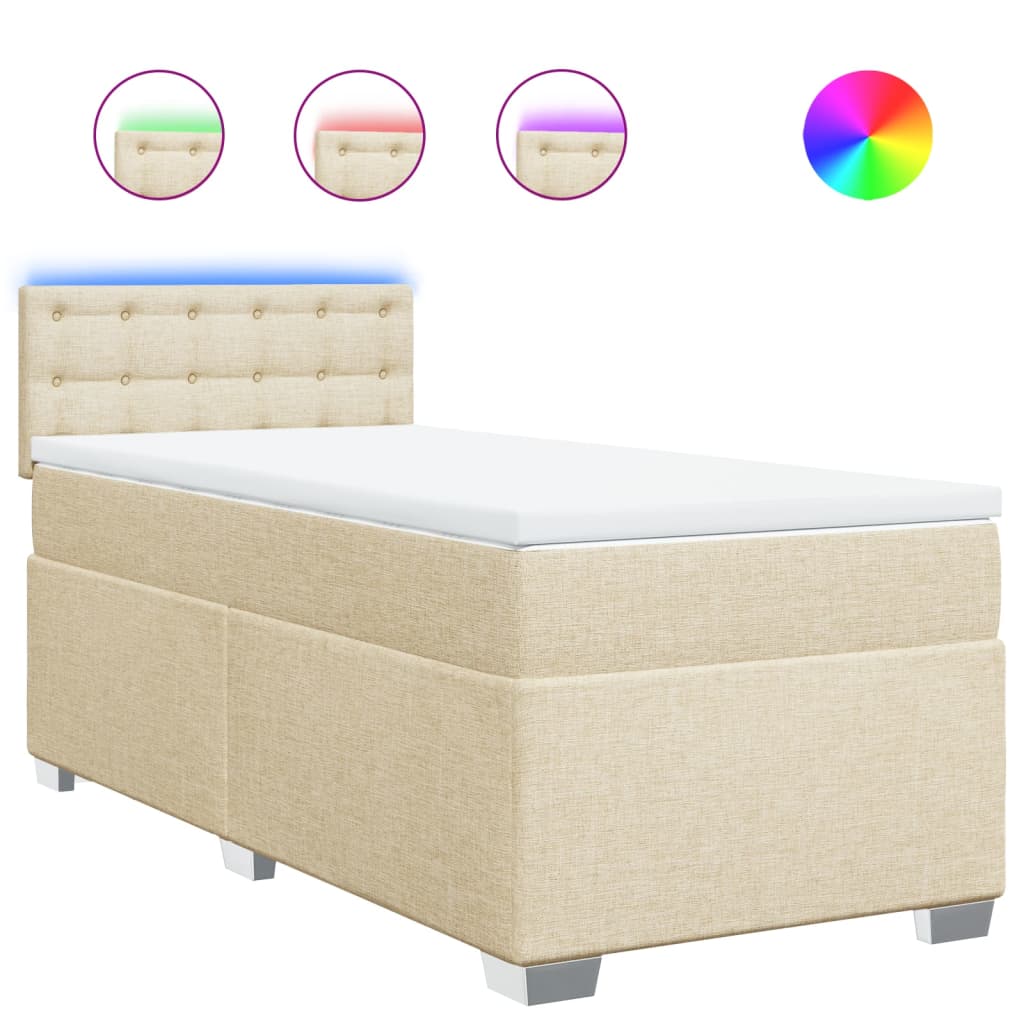 Sommier à lattes de lit et matelas Crème 90x190 cm Tissu - XIOS