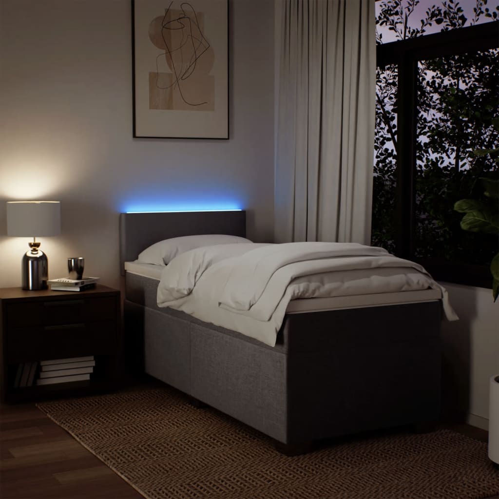 Sommier à lattes de lit avec matelas Taupe 90x200 cm Tissu - XIOS