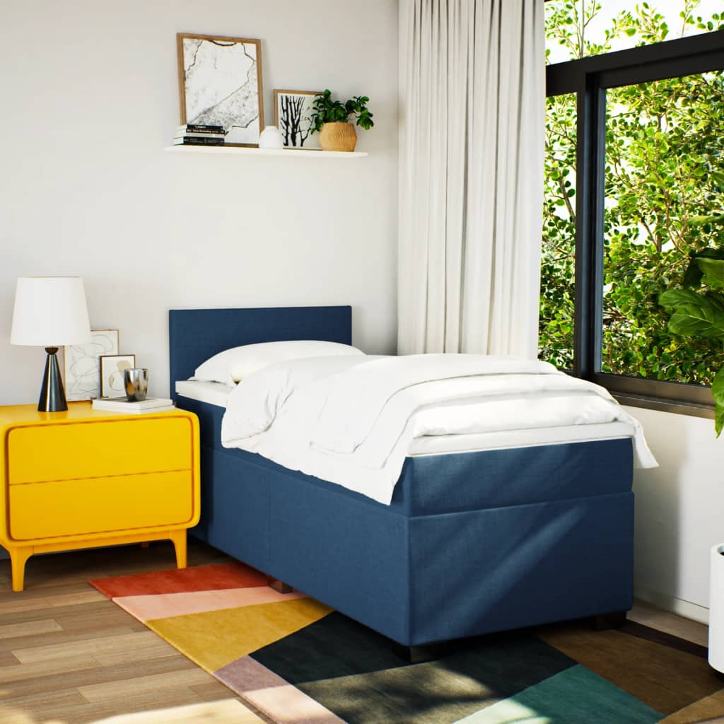 Sommier à lattes de lit avec matelas Bleu 90x200 cm Tissu - XIOS