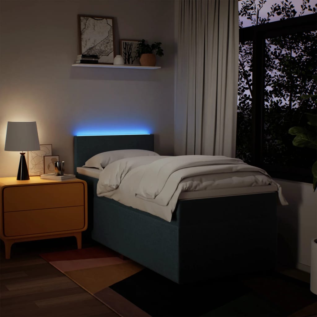 Sommier à lattes de lit avec matelas Bleu 90x200 cm Tissu - XIOS