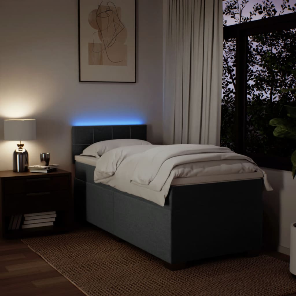 Sommier à lattes de lit avec matelas Gris foncé 90x200 cm Tissu - XIOS