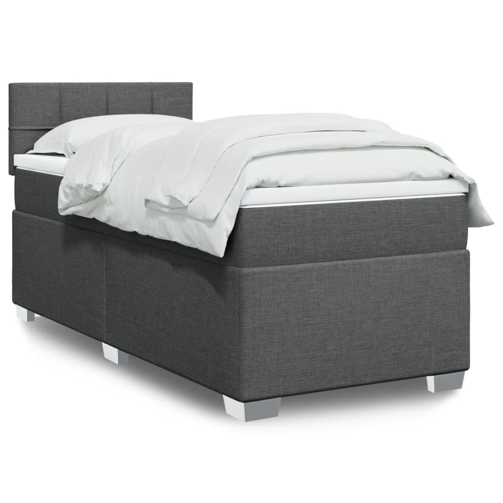 Sommier à lattes de lit avec matelas Gris foncé 90x200 cm Tissu - XIOS