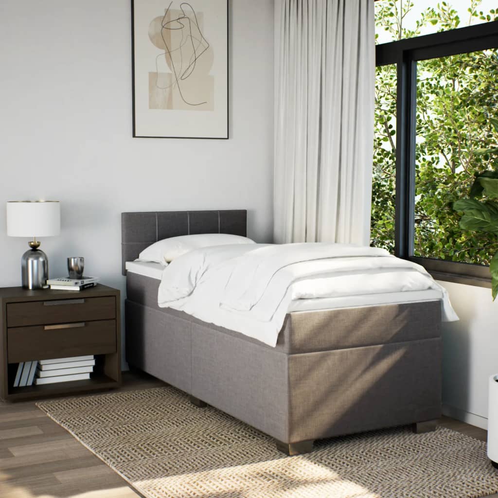 Sommier à lattes de lit avec matelas Taupe 90x200 cm Tissu - XIOS