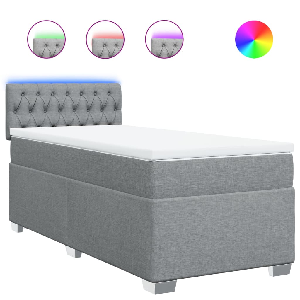 Sommier à lattes de lit avec matelas Gris clair 90x200 cm Tissu - XIOS