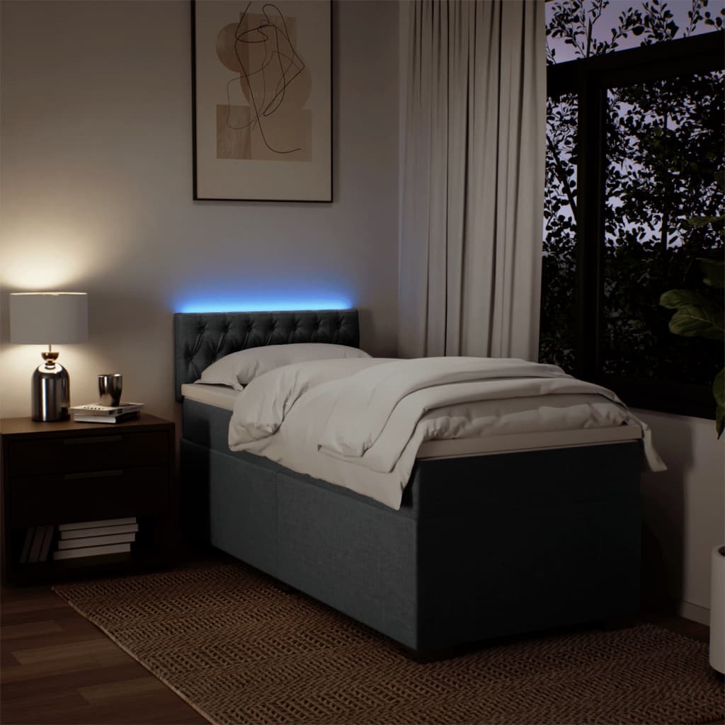 Sommier à lattes de lit avec matelas Gris foncé 90x200 cm Tissu - XIOS