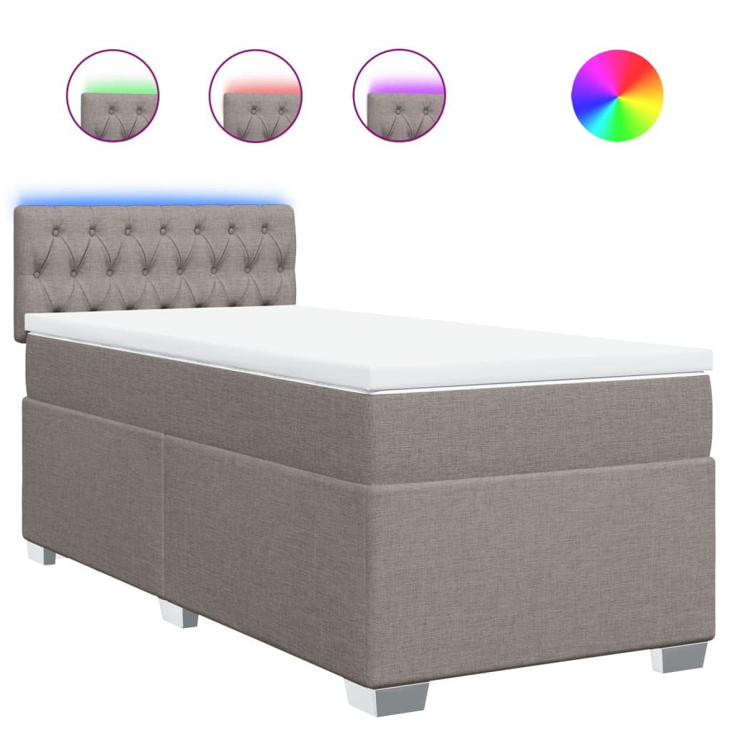 Sommier à lattes de lit avec matelas Taupe 90x200 cm Tissu - XIOS