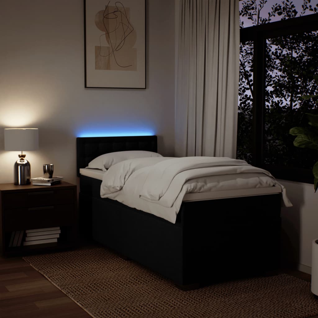 Sommier à lattes de lit avec matelas Noir 90x200 cm Tissu - XIOS