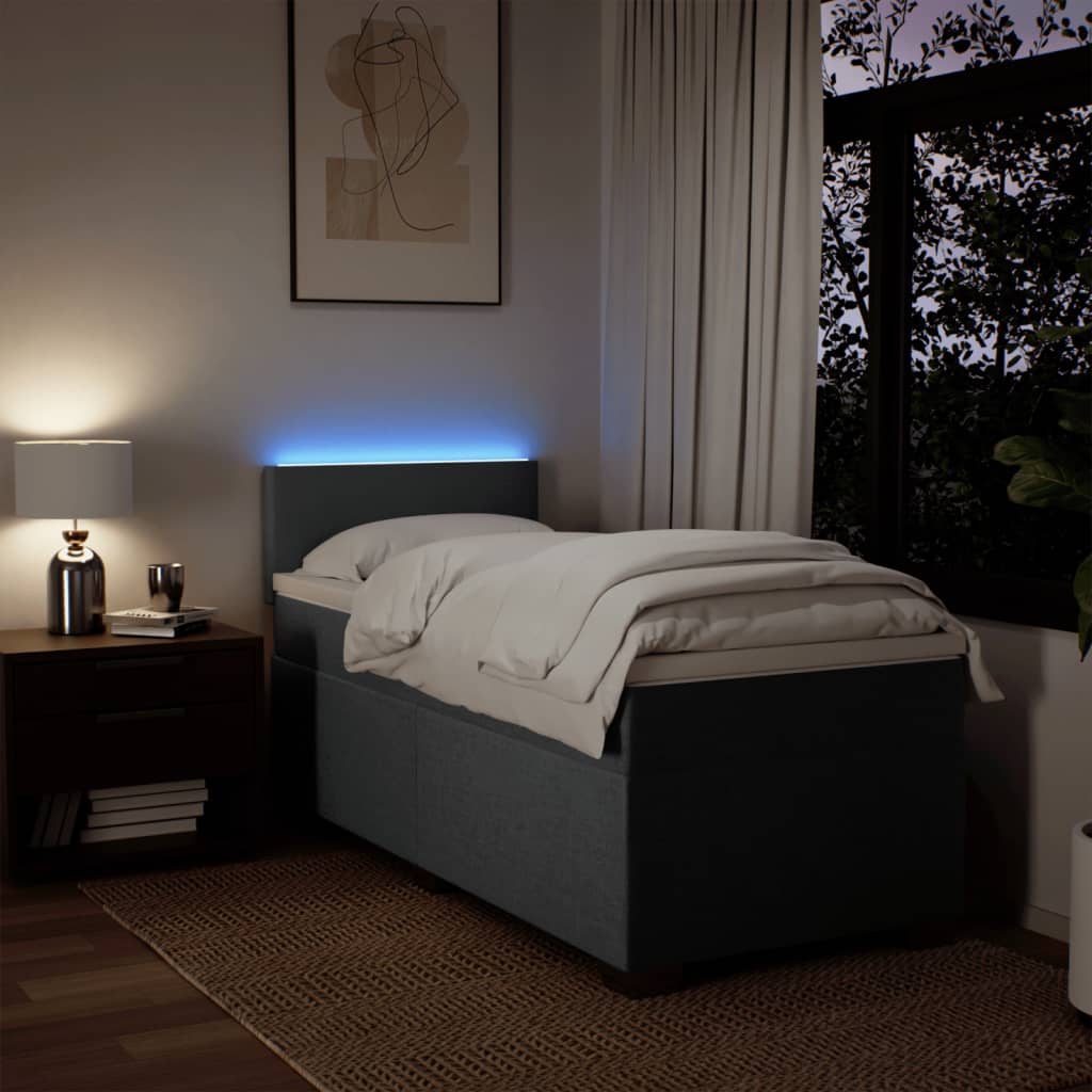 Sommier à lattes de lit avec matelas Gris foncé 100x200cm Tissu - XIOS