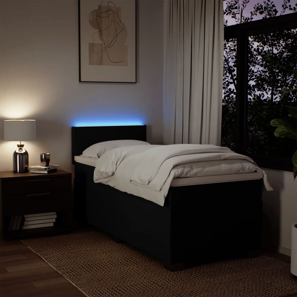 Sommier à lattes de lit avec matelas Noir 100x200 cm Tissu - XIOS