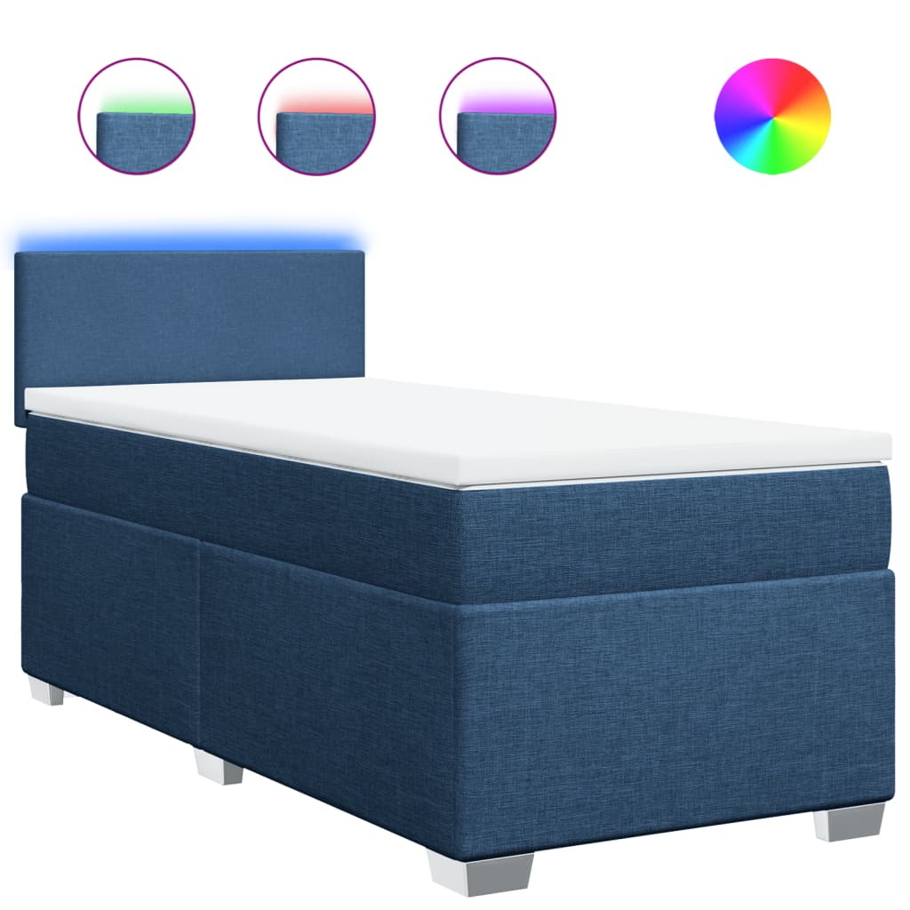Sommier à lattes de lit avec matelas Bleu 100x200 cm Tissu - XIOS