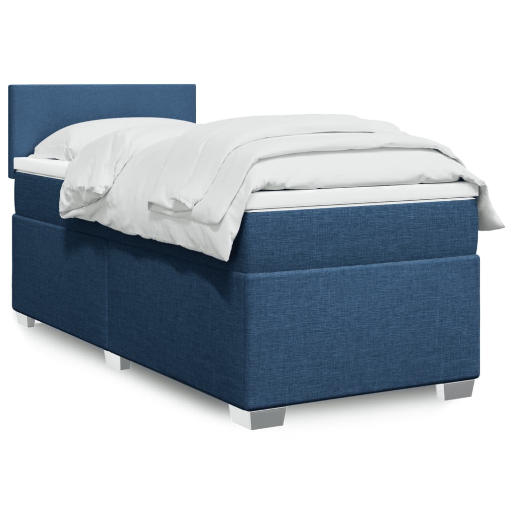 Sommier à lattes de lit avec matelas Bleu 100x200 cm Tissu - XIOS