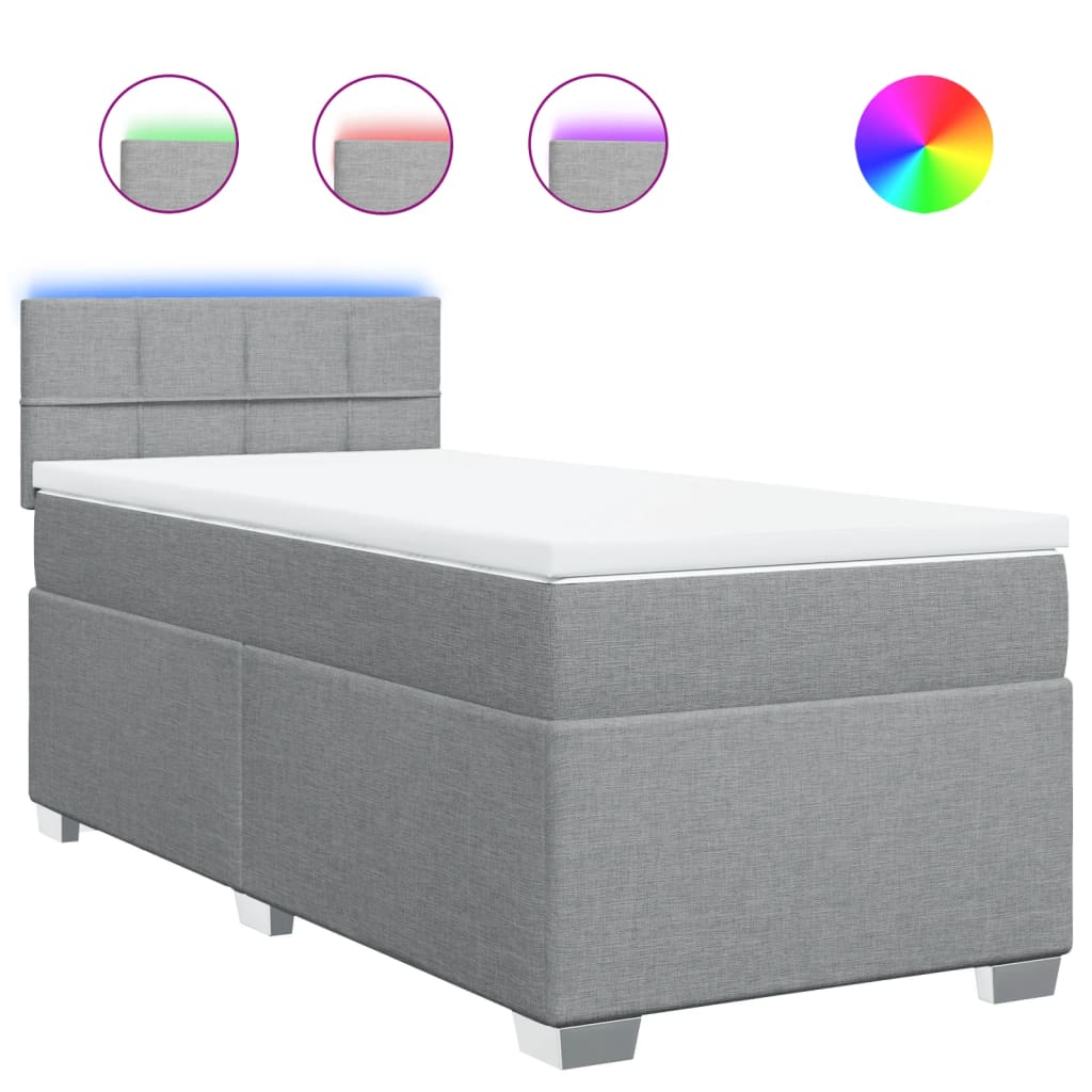 Sommier à lattes de lit avec matelas Gris clair 100x200cm Tissu - XIOS