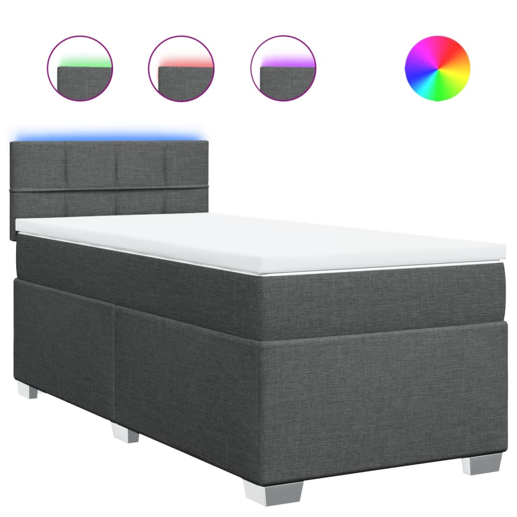 Sommier à lattes de lit avec matelas Gris foncé 100x200cm Tissu - XIOS