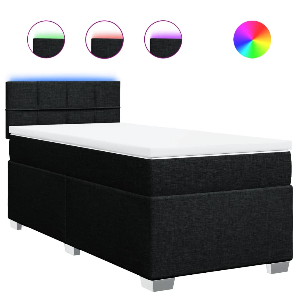 Sommier à lattes de lit avec matelas Noir 100x200 cm Tissu - XIOS
