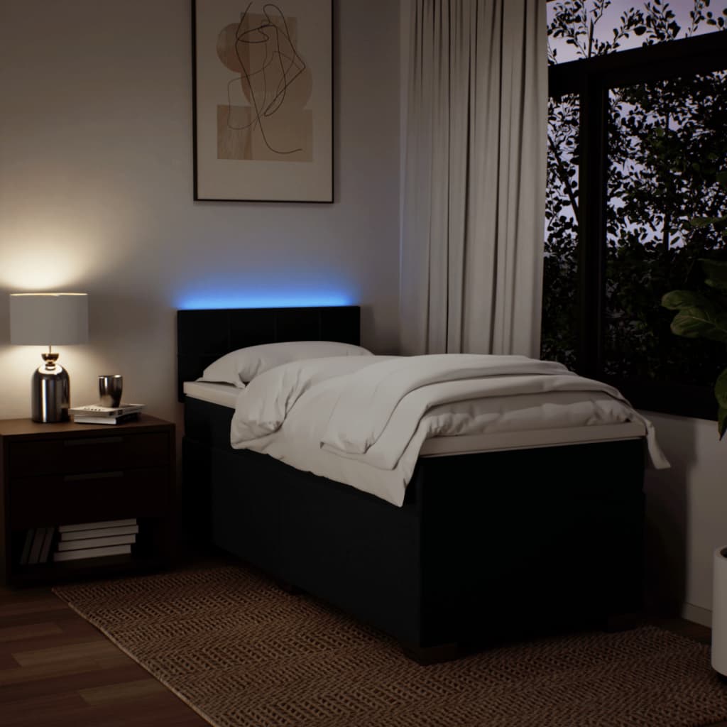 Sommier à lattes de lit avec matelas Noir 100x200 cm Tissu - XIOS