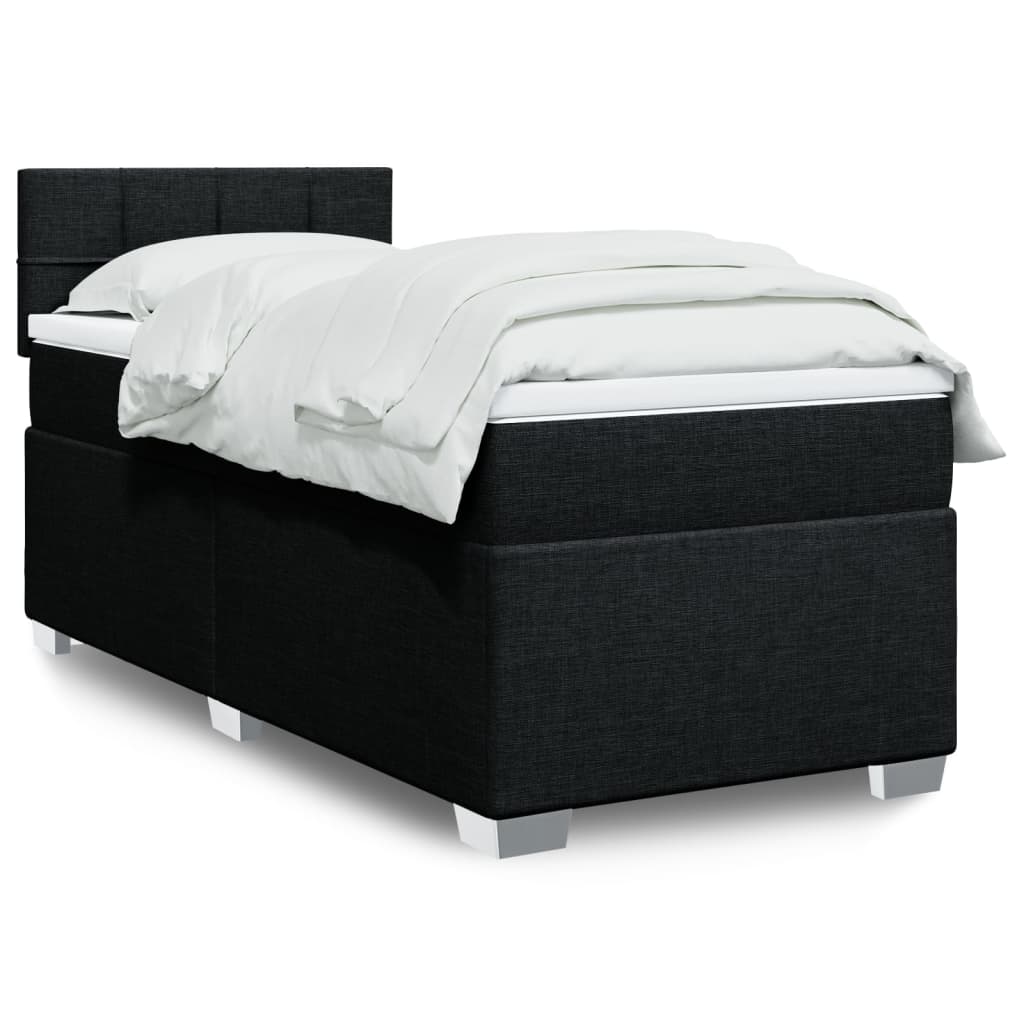 Sommier à lattes de lit avec matelas Noir 100x200 cm Tissu - XIOS