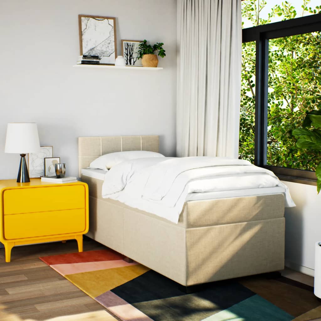 Sommier à lattes de lit avec matelas Crème 100x200 cm Tissu - XIOS