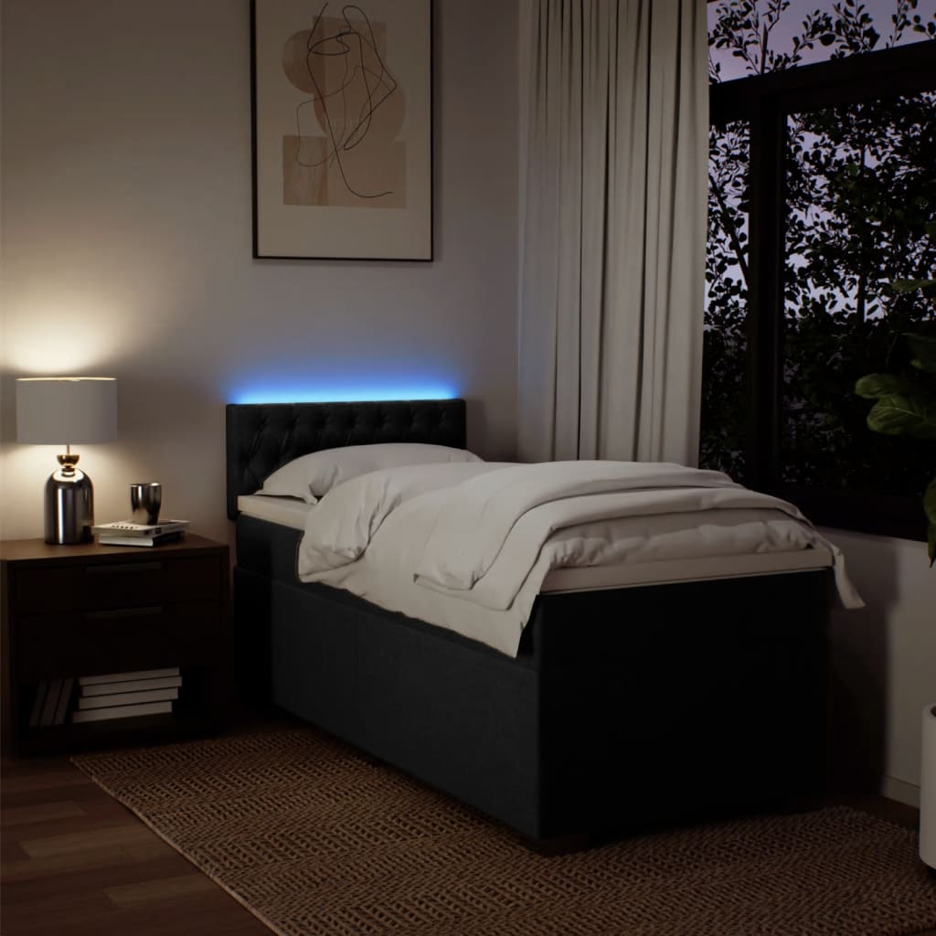 Sommier à lattes de lit avec matelas Noir 100x200 cm Tissu - XIOS