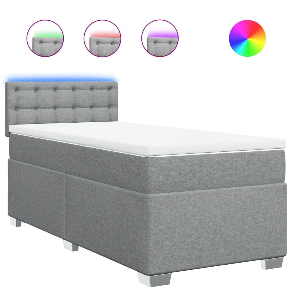 Sommier à lattes de lit avec matelas Gris clair 100x200cm Tissu - XIOS