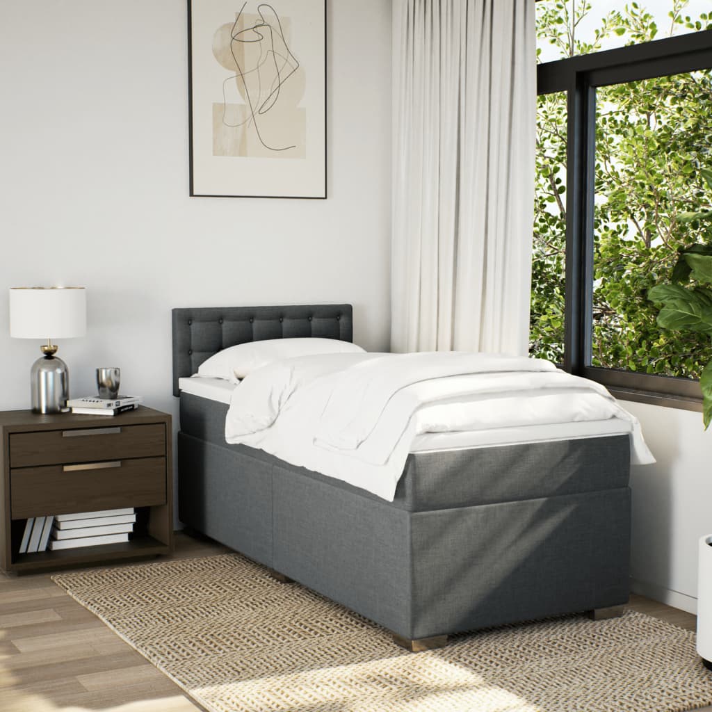 Sommier à lattes de lit avec matelas Gris foncé 100x200cm Tissu - XIOS
