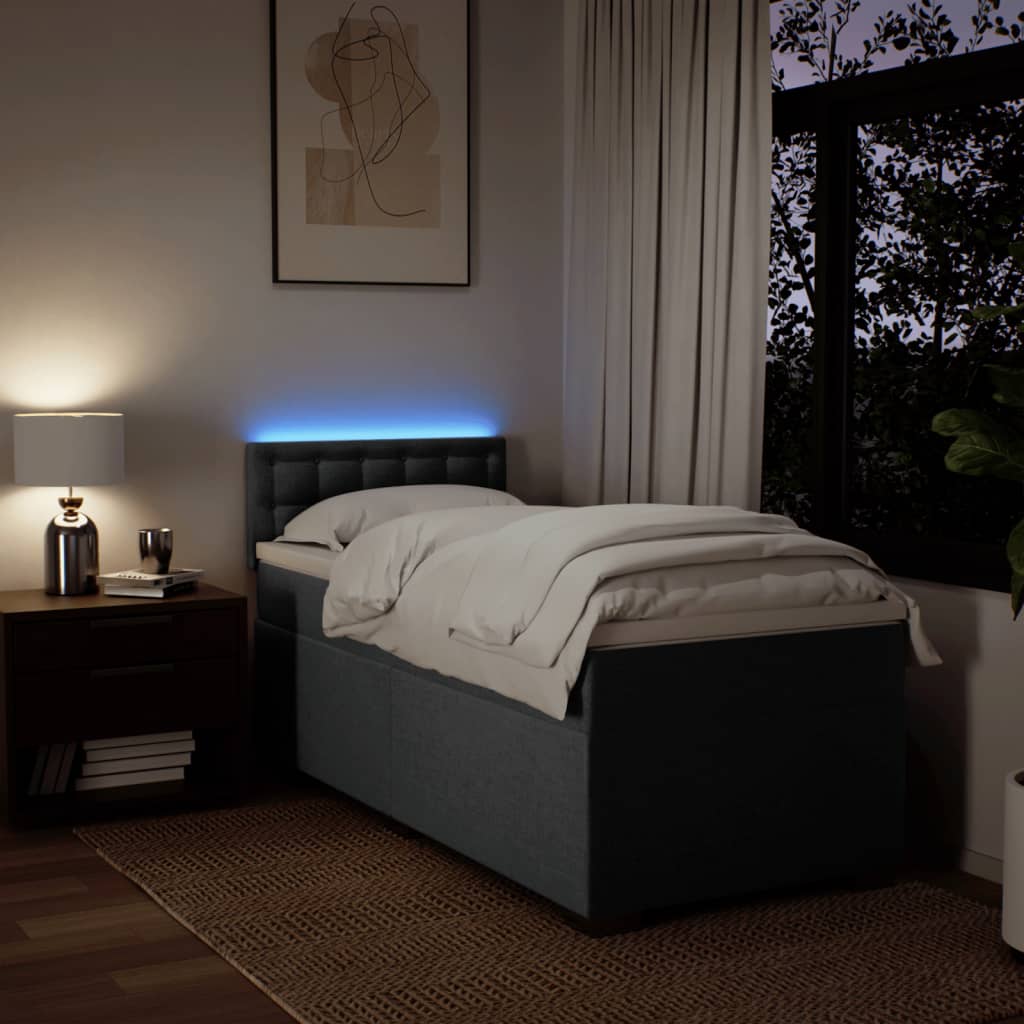 Sommier à lattes de lit avec matelas Gris foncé 100x200cm Tissu - XIOS