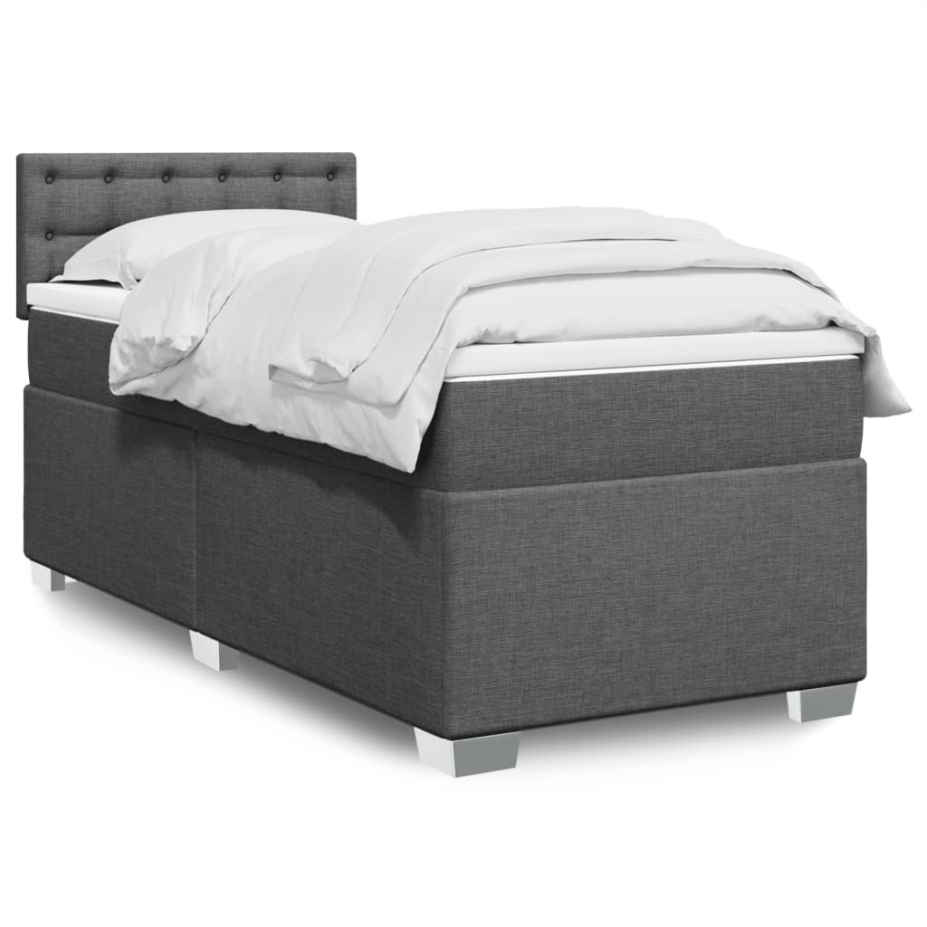 Sommier à lattes de lit avec matelas Gris foncé 100x200cm Tissu - XIOS