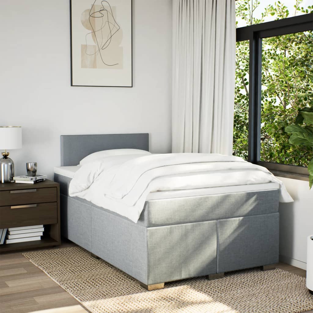 Sommier à lattes de lit et matelas gris clair 120x190 cm tissu - XIOS