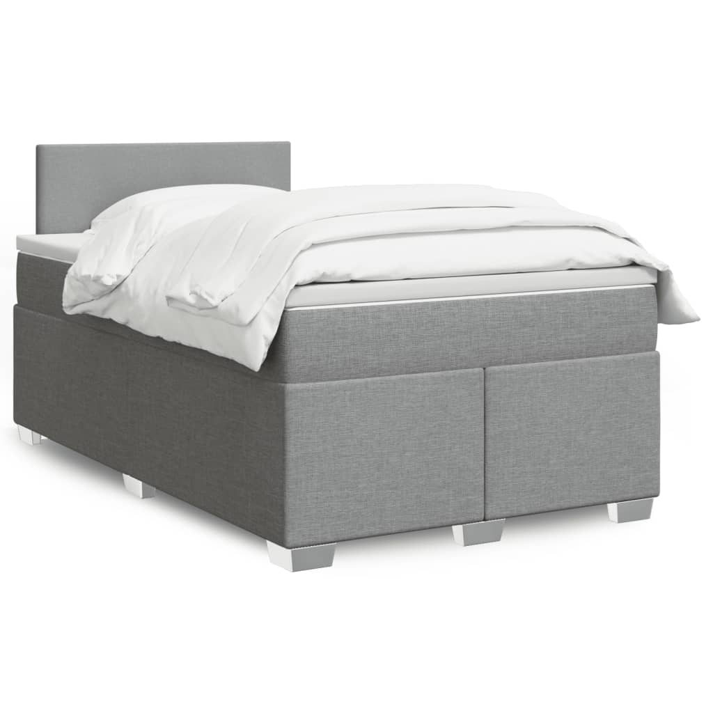 Sommier à lattes de lit et matelas gris clair 120x190 cm tissu - XIOS