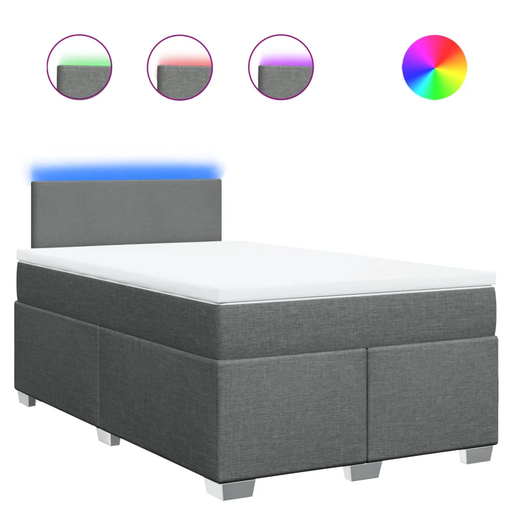 Sommier à lattes de lit avec matelas gris foncé 120x190cm tissu - XIOS