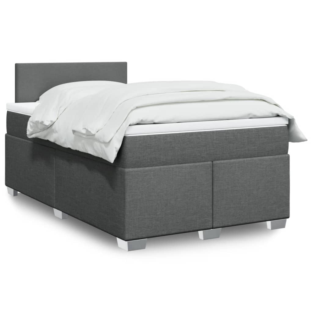 Sommier à lattes de lit avec matelas gris foncé 120x190cm tissu - XIOS