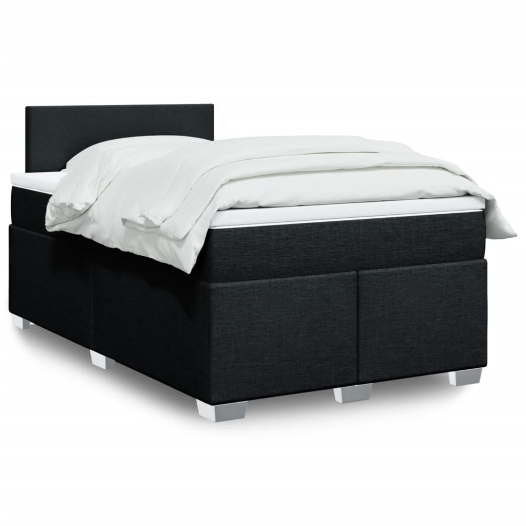 Sommier à lattes de lit avec matelas noir 120x190 cm tissu - XIOS