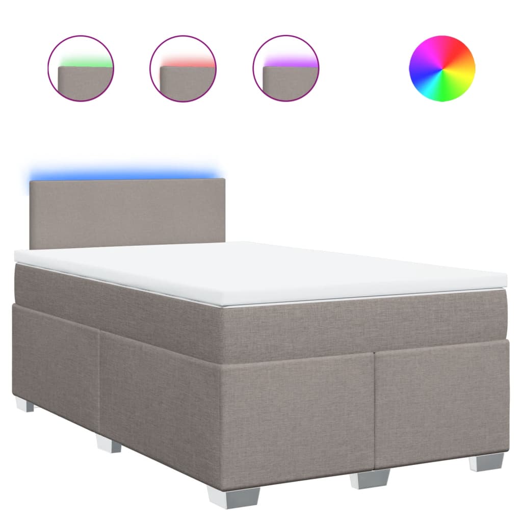 Sommier à lattes de lit avec matelas taupe 120x190 cm tissu - XIOS
